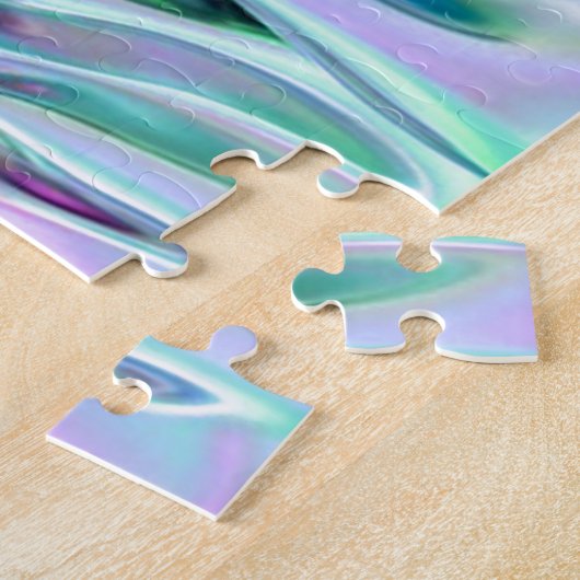 Iridescent Green und Blue MetallicMarbled Puzzle (Seite)