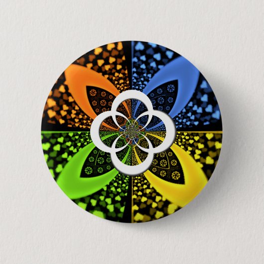 Iridescent Hearts Seamless Polka Dot Abstrakt Art Button (Vorderseite)