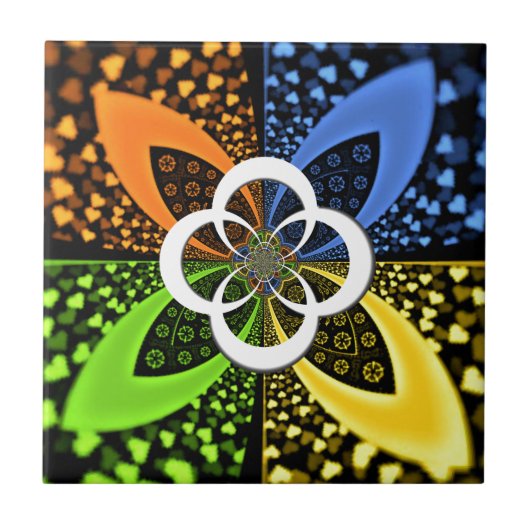 Iridescent Hearts Seamless Polka Dot Abstrakt Art Fliese (Vorderseite)