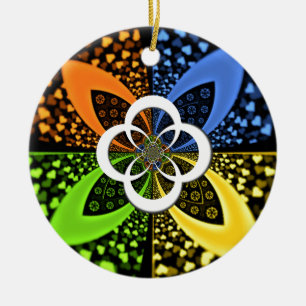 Iridescent Hearts Seamless Polka Dot Abstrakt Art Keramik Ornament