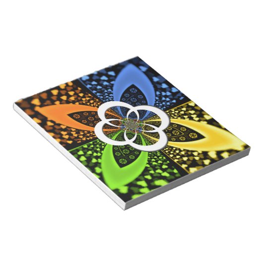 Iridescent Hearts Seamless Polka Dot Abstrakt Art Notizblock (angewinkelt)