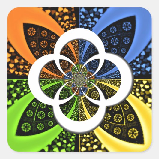 Iridescent Hearts Seamless Polka Dot Abstrakt Art Quadratischer Aufkleber (Vorderseite)