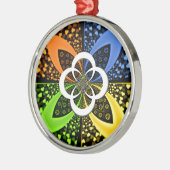 Iridescent Hearts Seamless Polka Dot Abstrakt Art Silbernes Ornament (Links)