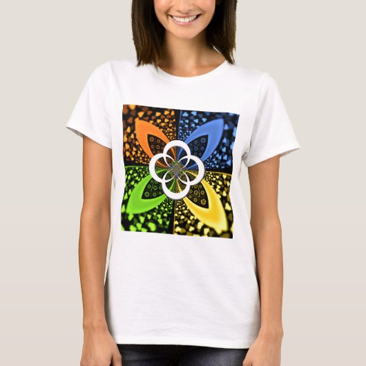 Iridescent Hearts Seamless Polka Dot Abstrakt Art T-Shirt (Vorderseite)