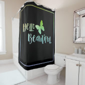 Iridescent Hello Beautiful Black Dusche Vorhang (Beispiel)