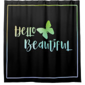 Iridescent Hello Beautiful Black Dusche Vorhang (Vorderseite)