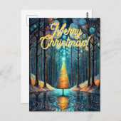 Iridescent Holiday Dream 🎄 glühenden Weihnachtsba Postkarte (Vorne/Hinten)
