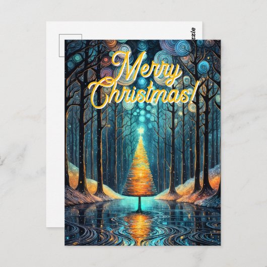 Iridescent Holiday Dream 🎄 glühenden Weihnachtsba Postkarte (Vorne/Hinten)