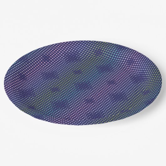 Iridescent Holographic Dots Pattern Pappteller (Schrägansicht)