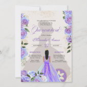 Iridescent Holographic Extravagant Charro Quincean Einladung (Vorderseite)