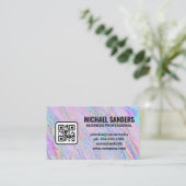 Iridescent Holographic Foil Pastel | QR-Code Visitenkarte (Stehend Vorderseite)