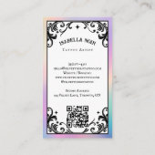 Iridescent Holographic Gothic Tattoo Artist Visitenkarte (Rückseite)