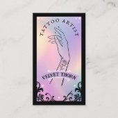 Iridescent Holographic Gothic Tattoo Artist Visitenkarte (Vorderseite)