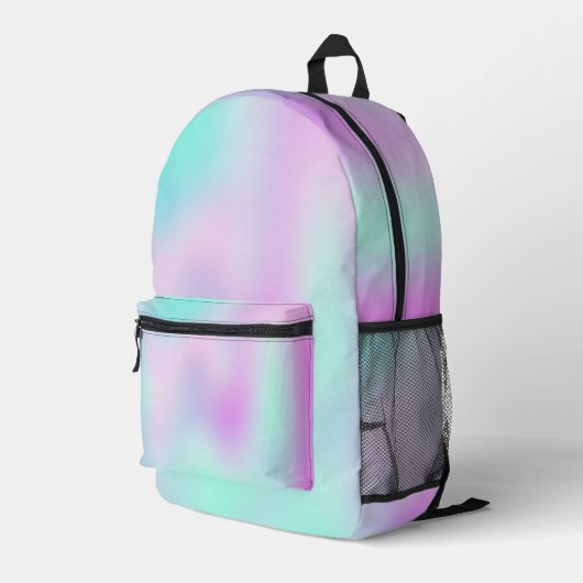 Iridescent Holographic Gradient Bedruckter Rucksack (Rückseitige Ecke Rechts)