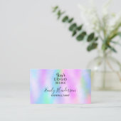 Iridescent Holographic Gradient Girls Your Logo Visitenkarte (Stehend Vorderseite)