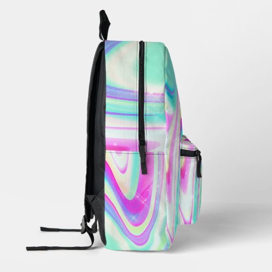 Iridescent Holographic Liquid Swirl Bedruckter Rucksack (Links)