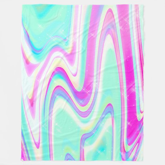 Iridescent Holographic Liquid Swirl Fleecedecke (Vorderseite)
