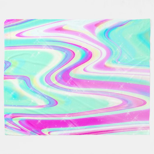 Iridescent Holographic Liquid Swirl Fleecedecke (Vorderseite (Horizontal))