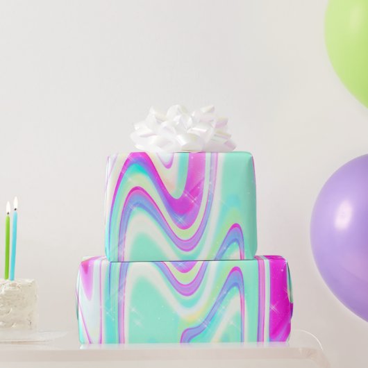Iridescent Holographic Liquid Swirl Geschenkpapier (Partygeschenke)