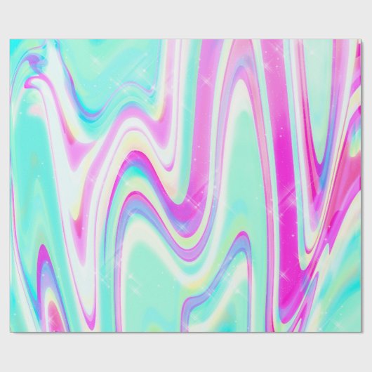 Iridescent Holographic Liquid Swirl Geschenkpapier (Flach)