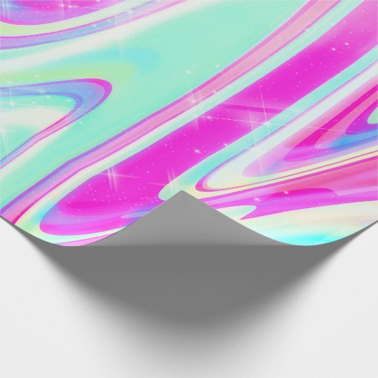 Iridescent Holographic Liquid Swirl Geschenkpapier (Ecke)