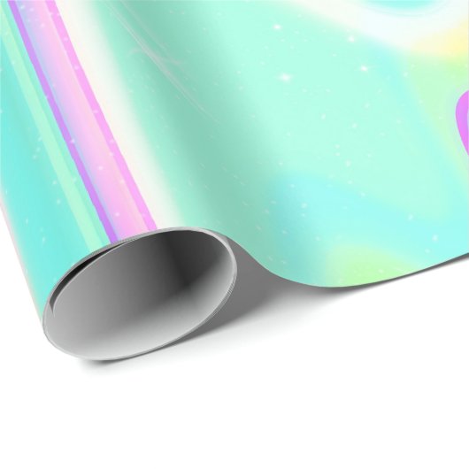 Iridescent Holographic Liquid Swirl Geschenkpapier (Rolleneckpunkt)
