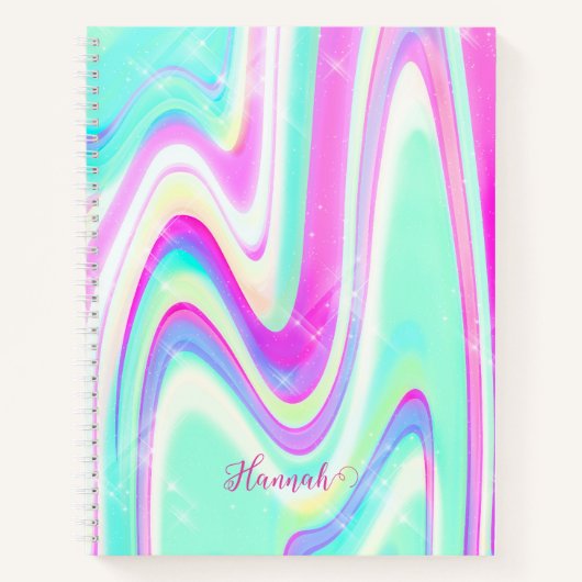 Iridescent Holographic Liquid Swirl Notizblock (Vorderseite)