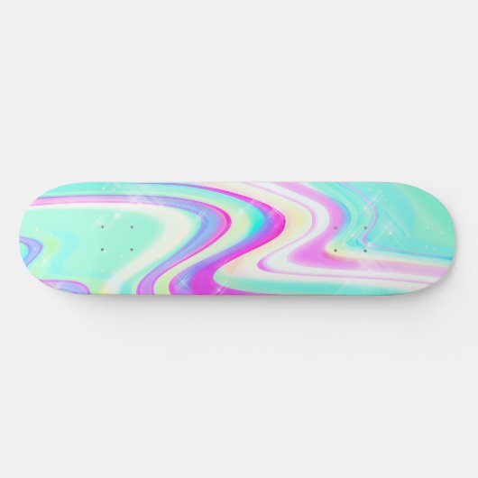 Iridescent Holographic Liquid Swirl Skateboard (Horizontal)