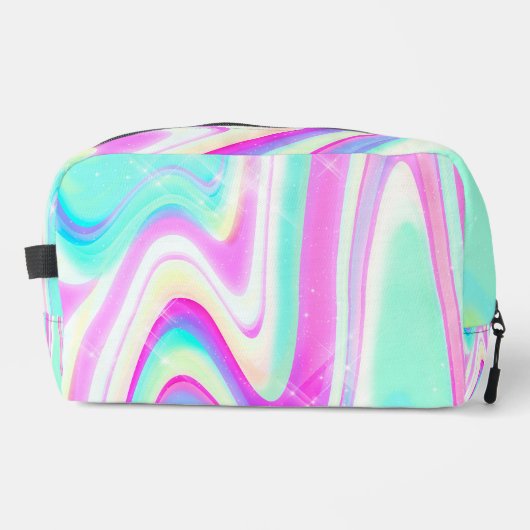 Iridescent Holographic Liquid Swirl Waschbeutel (Vorderseite)