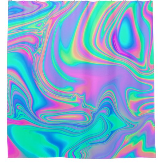 Iridescent Holographic: Neon Marbled Texture Duschvorhang (Vorderseite)