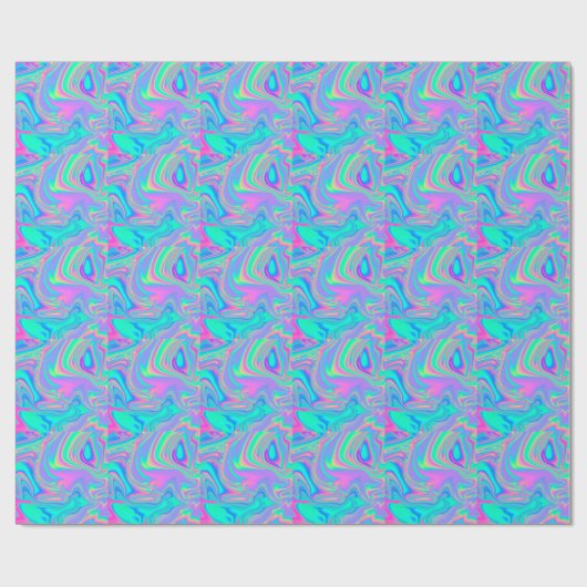 Iridescent Holographic: Neon Marbled Texture Geschenkpapier (Flach)