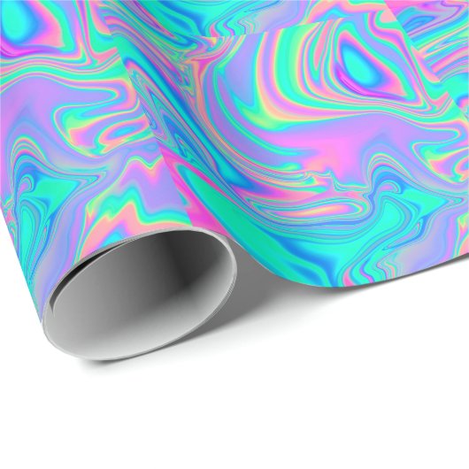 Iridescent Holographic: Neon Marbled Texture Geschenkpapier (Rolleneckpunkt)