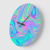 Iridescent Holographic: Neon Marbled Texture Große Wanduhr (Winkel)