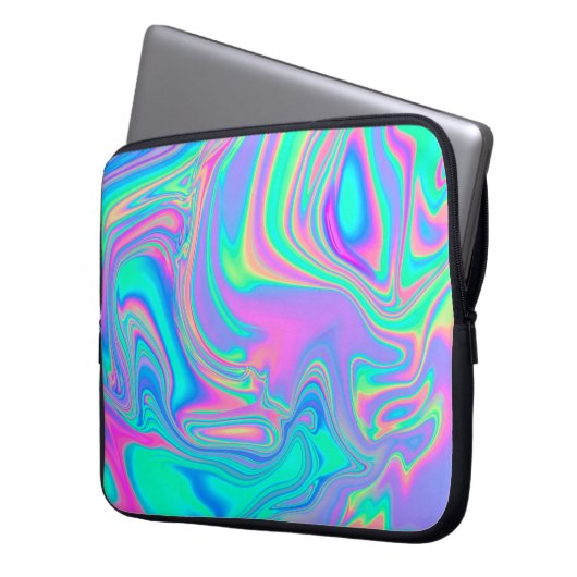 Iridescent Holographic: Neon Marbled Texture Laptopschutzhülle (Vorderseite Links)