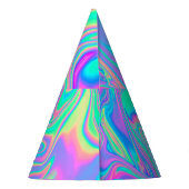 Iridescent Holographic: Neon Marbled Texture Partyhütchen (Rückseite)