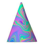 Iridescent Holographic: Neon Marbled Texture Partyhütchen (Rechts)