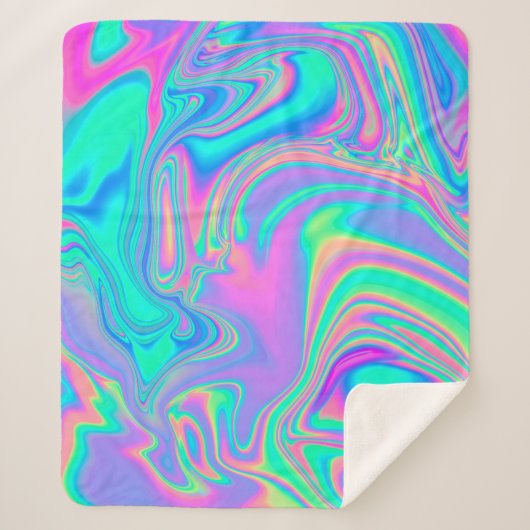 Iridescent Holographic: Neon Marbled Texture Sherpadecke (Vorderseite)