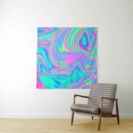 Iridescent Holographic: Neon Marbled Texture Wandteppich (Beispiel)