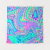 Iridescent Holographic: Neon Marbled Texture Wandteppich (Vorderseite)