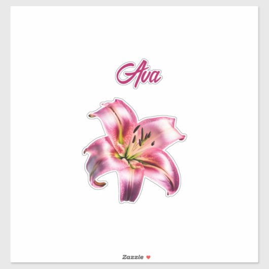 Iridescent Holographic Pink Asiatic Lily Aufkleber (Blatt)