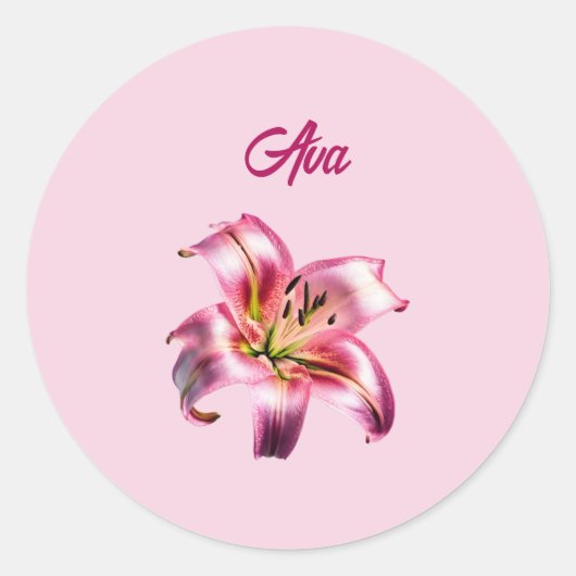 Iridescent Holographic Pink Asiatic Lily Runder Aufkleber (Vorderseite)
