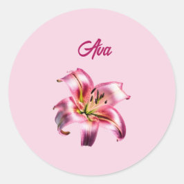 Iridescent Holographic Pink Asiatic Lily Runder Aufkleber