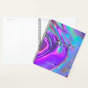 Iridescent Holographic Rainbow Swirl Monogramm Planer