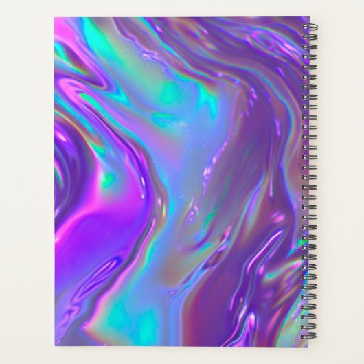 Iridescent Holographic Rainbow Swirl Monogramm Planer (Rückseite)