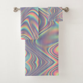 Iridescent Holographic Swirl Texture Badhandtuch Set