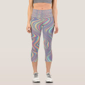 Iridescent Holographic Swirl Texture Capri Leggings (Vorderseite)