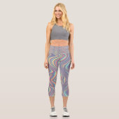 Iridescent Holographic Swirl Texture Capri Leggings (Vorderseite)