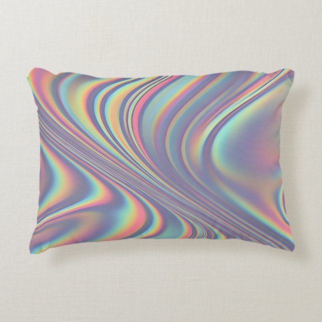 Iridescent Holographic Swirl Texture Dekokissen (Vorderseite)