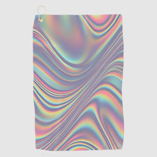 Iridescent Holographic Swirl Texture Golfhandtuch (Vorderseite)