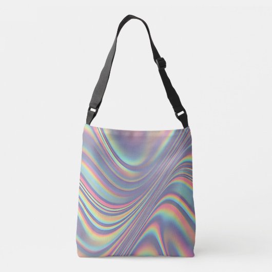 Iridescent Holographic Swirl Texture Tragetaschen Mit Langen Trägern (Rückseite)